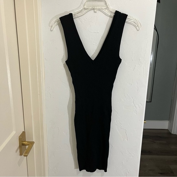 Generation Love Black Stretch Rib Knit V Neck Dress Xs - Picture 1 of 6